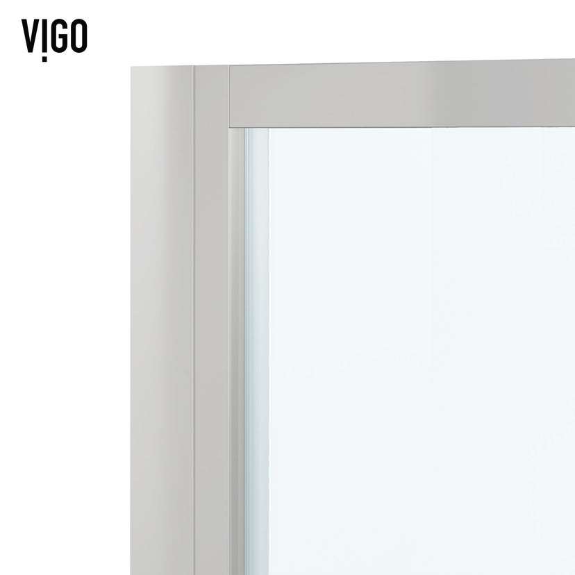 Modern shower door with chrome frame and included door hardware