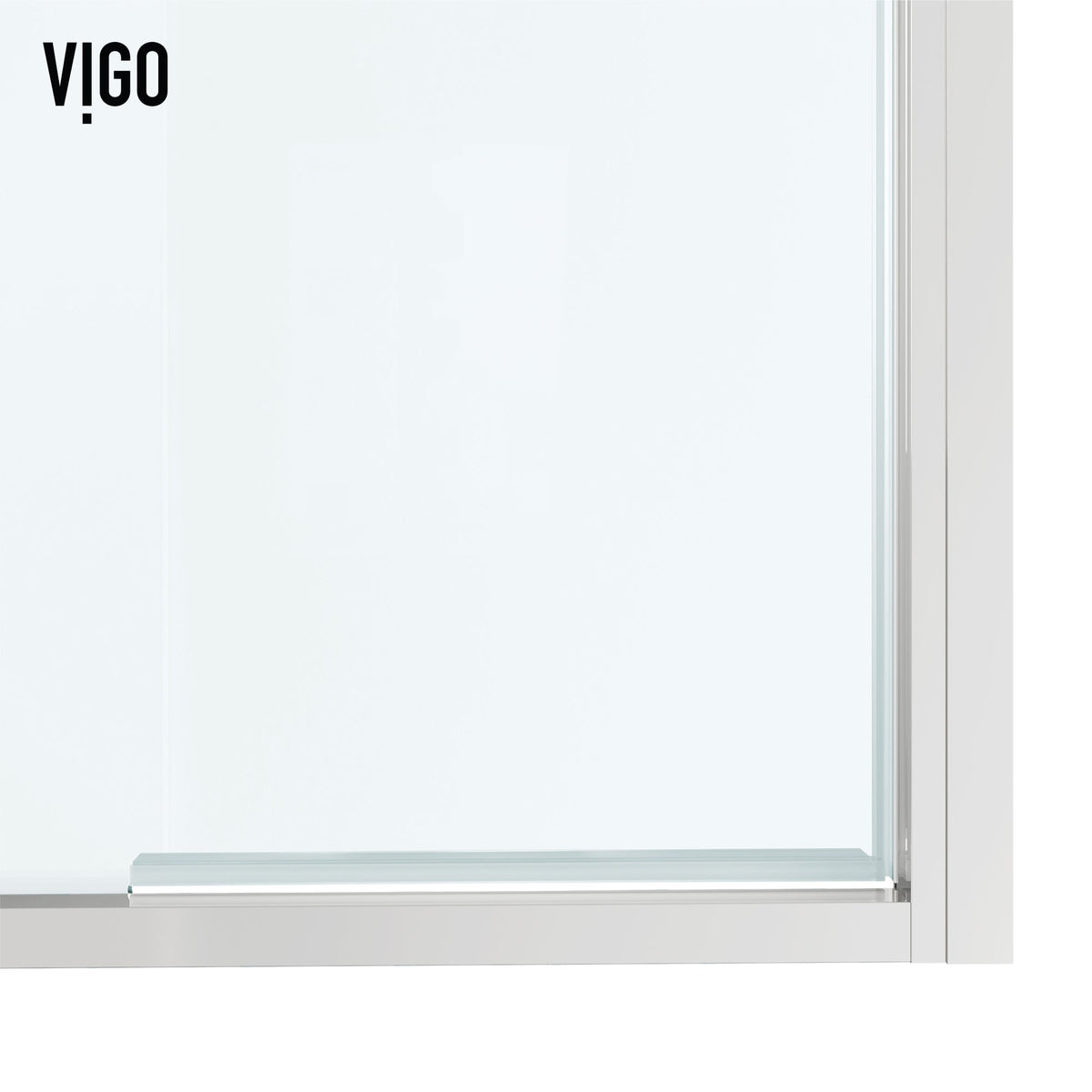 Clear tempered glass shower door with chrome finish and bar handle