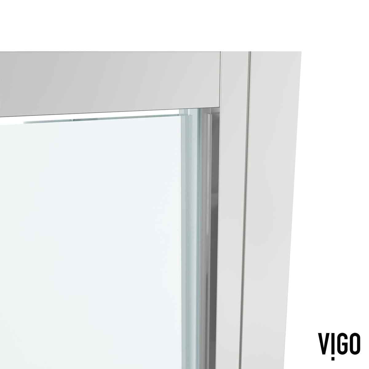 Reversible door installation shower door with chrome frame and pivot opening