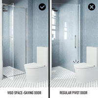 Clear glass shower door with stainless steel hardware and chrome frame