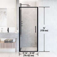 Framed shower door in matte black with reversible door installation