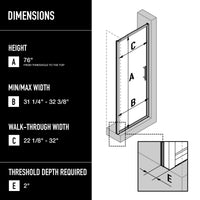 Astoria 32 in. x 76 in. Shower Door with Clear Glass in Matte Black Grid and Elan 24 in. Linear Shower Drain