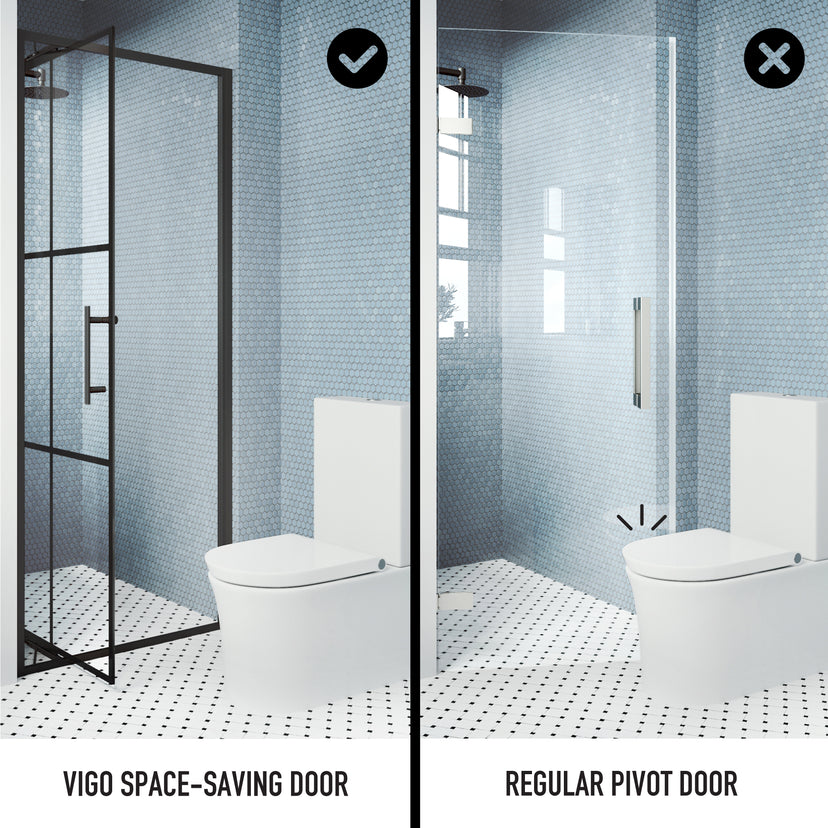 Astoria 32 in. x 76 in. Shower Door with Clear Glass in Matte Black Grid and Elan 24 in. Linear Shower Drain