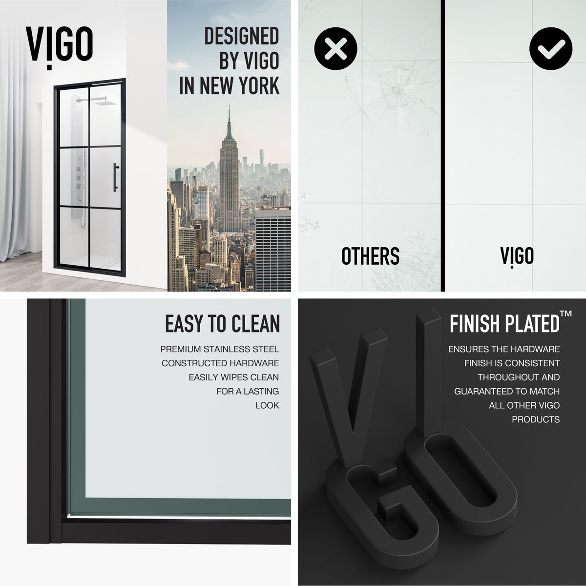 Astoria 32 in. x 76 in. Shower Door with Clear Glass in Matte Black Grid and Elan 24 in. Linear Shower Drain