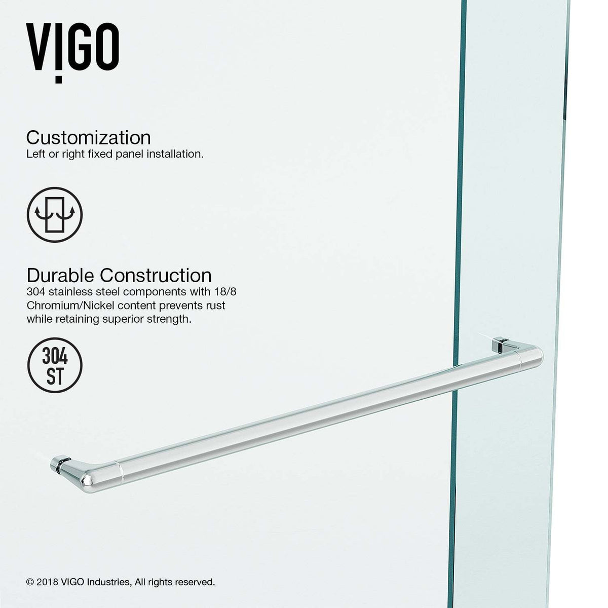 Chrome shower door with roller disk technology and towel bar, adjustable width