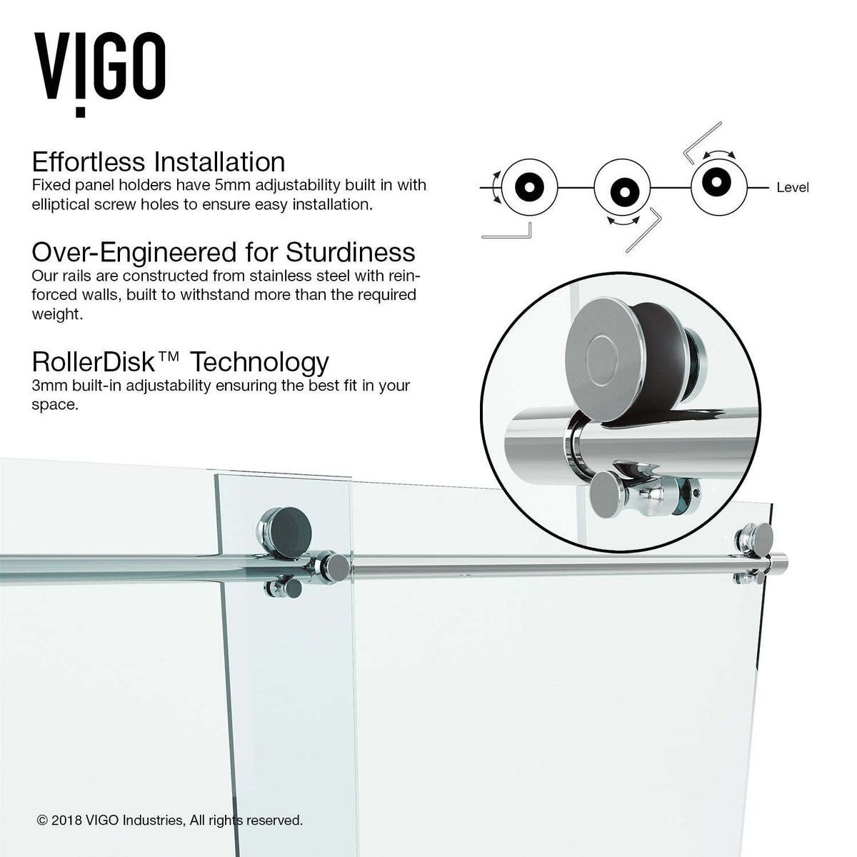 Clear glass frameless shower door with bar handle and chrome finish