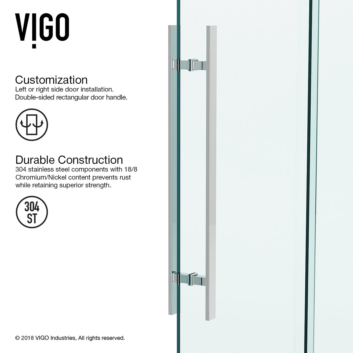 Rochelle 47 1/4 to 48 3/4 in. W x 74 in. H Hinged Frameless Shower Door in Chrome with 5/16 in. (8mm) Clear Glass