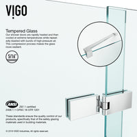 Rochelle 47 1/4 to 48 3/4 in. W x 74 in. H Hinged Frameless Shower Door in Chrome with 5/16 in. (8mm) Clear Glass
