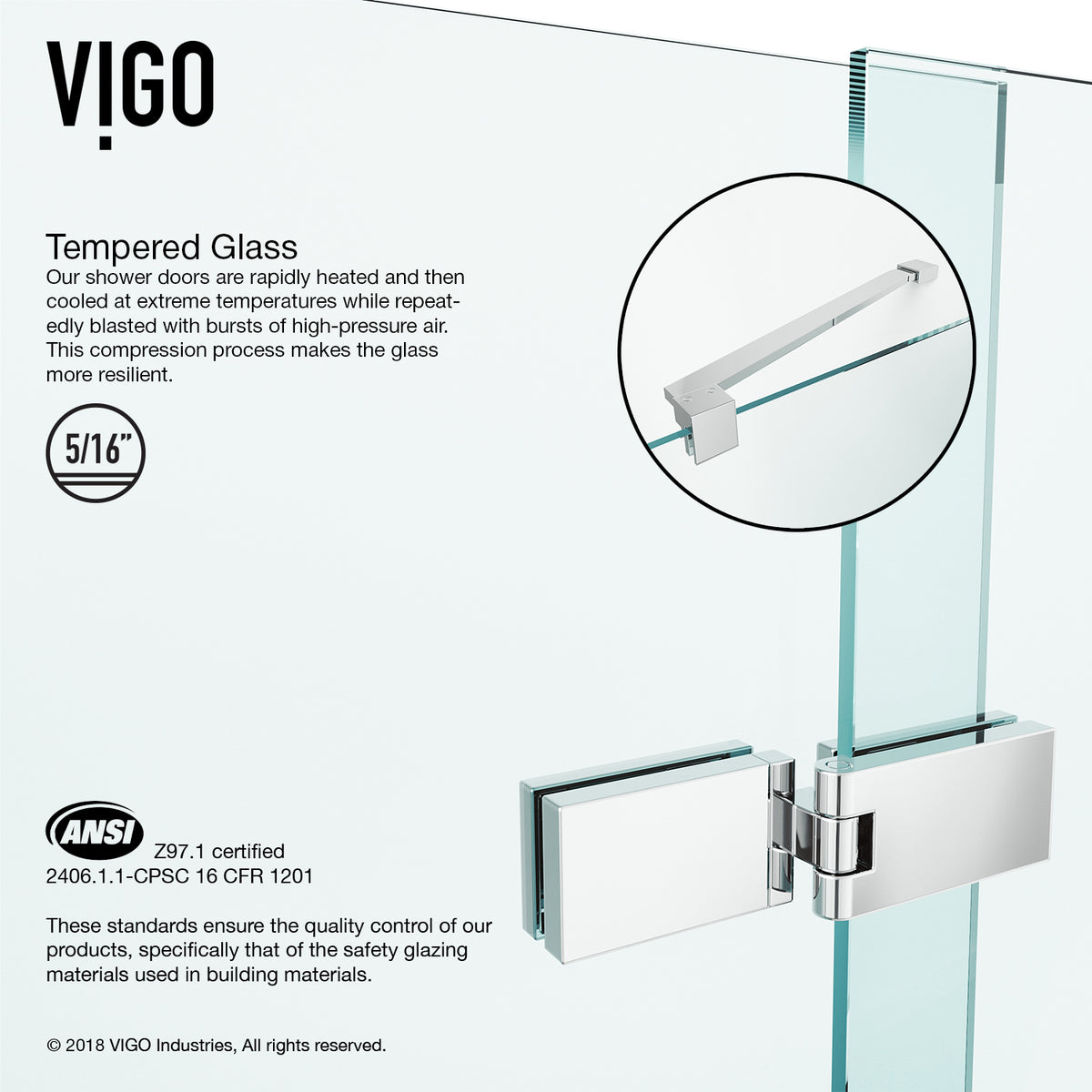 Rochelle 47 1/4 to 48 3/4 in. W x 74 in. H Hinged Frameless Shower Door in Chrome with 5/16 in. (8mm) Clear Glass