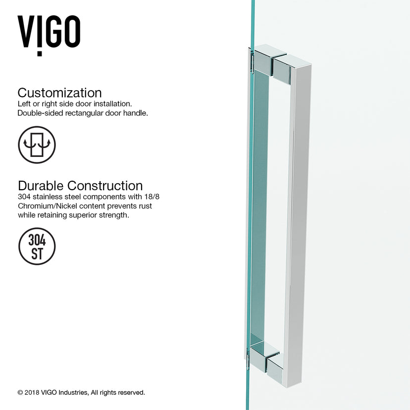 Powell 47 1/4 to 48 3/4 in. W x 74 in. H Hinged Frameless Shower Door in Chrome with 5/16 in. (8mm) Clear Glass