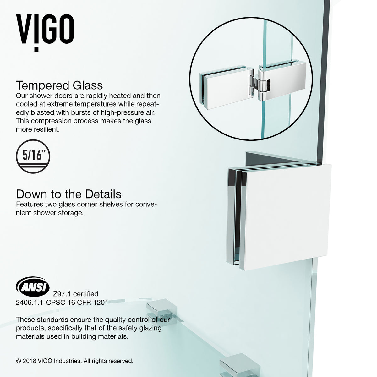Powell 47 1/4 to 48 3/4 in. W x 74 in. H Hinged Frameless Shower Door in Chrome with 5/16 in. (8mm) Clear Glass