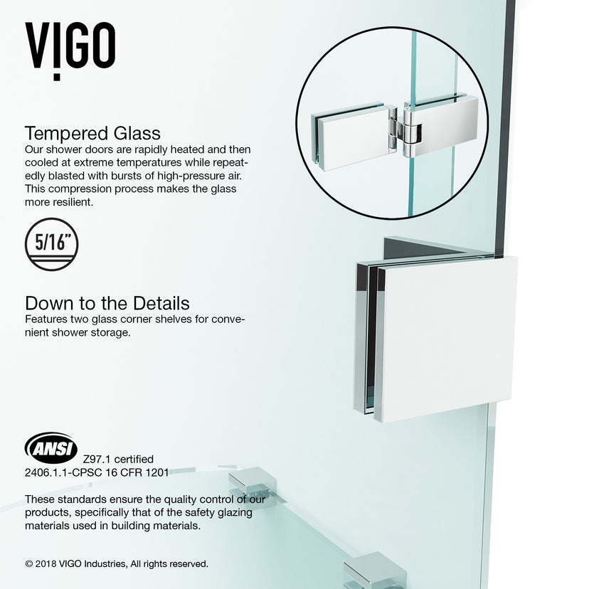 Powell 47 1/4 to 48 3/4 in. W x 74 in. H Hinged Frameless Shower Door in Chrome with 5/16 in. (8mm) Clear Glass