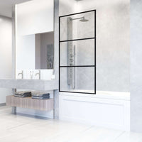 VIGO Meridian 34 x 62 in. Framed Fixed Tub Screen with Clear/Fluted Tempered Glass