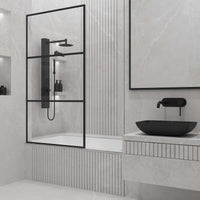 VIGO Meridian 34 x 62 in. Framed Fixed Tub Screen with Clear/Fluted Tempered Glass