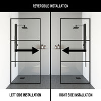 Divide 34 in. W x 74 in. H Framed Fixed Shower Screen in Matte Black with 3/8 in. (10mm) Clear Glass and Elan 36 in. Linear Shower Drain