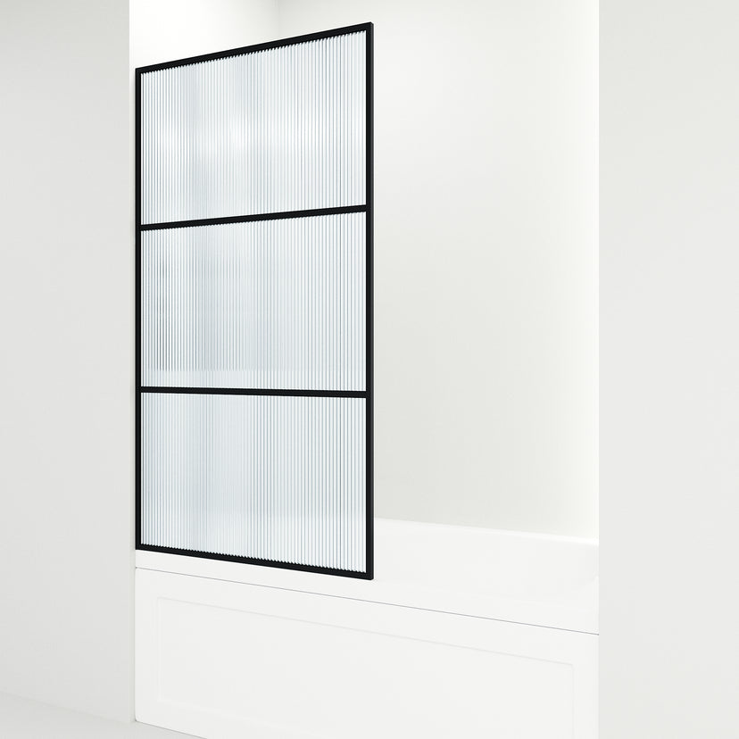 VIGO Meridian 34 x 62 in. Framed Fixed Tub Screen with Clear/Fluted Tempered Glass