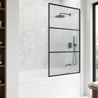VIGO Meridian 34 x 62 in. Framed Fixed Tub Screen with Clear/Fluted Tempered Glass