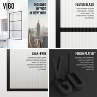VIGO Meridian 34 x 62 in. Framed Fixed Tub Screen with Clear/Fluted Tempered Glass