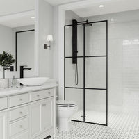 Ventana 34 in. W x 74 in. H Framed Fixed Shower Screen Door and Meridian 4-Piece Bath Hardware Set in Matte Black
