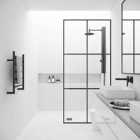 Modern shower door with clear glass pattern and included door hardware