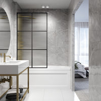 VIGO Meridian Ventana 34 x 62 in. Matte Black Framed Fixed Tub Screen with Clear/Fluted Tempered Glass