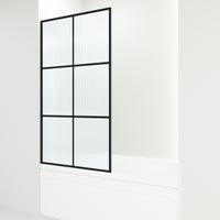 VIGO Meridian Ventana 34 x 62 in. Matte Black Framed Fixed Tub Screen with Clear/Fluted Tempered Glass