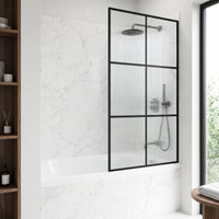 VIGO Meridian Ventana 34 x 62 in. Matte Black Framed Fixed Tub Screen with Clear/Fluted Tempered Glass