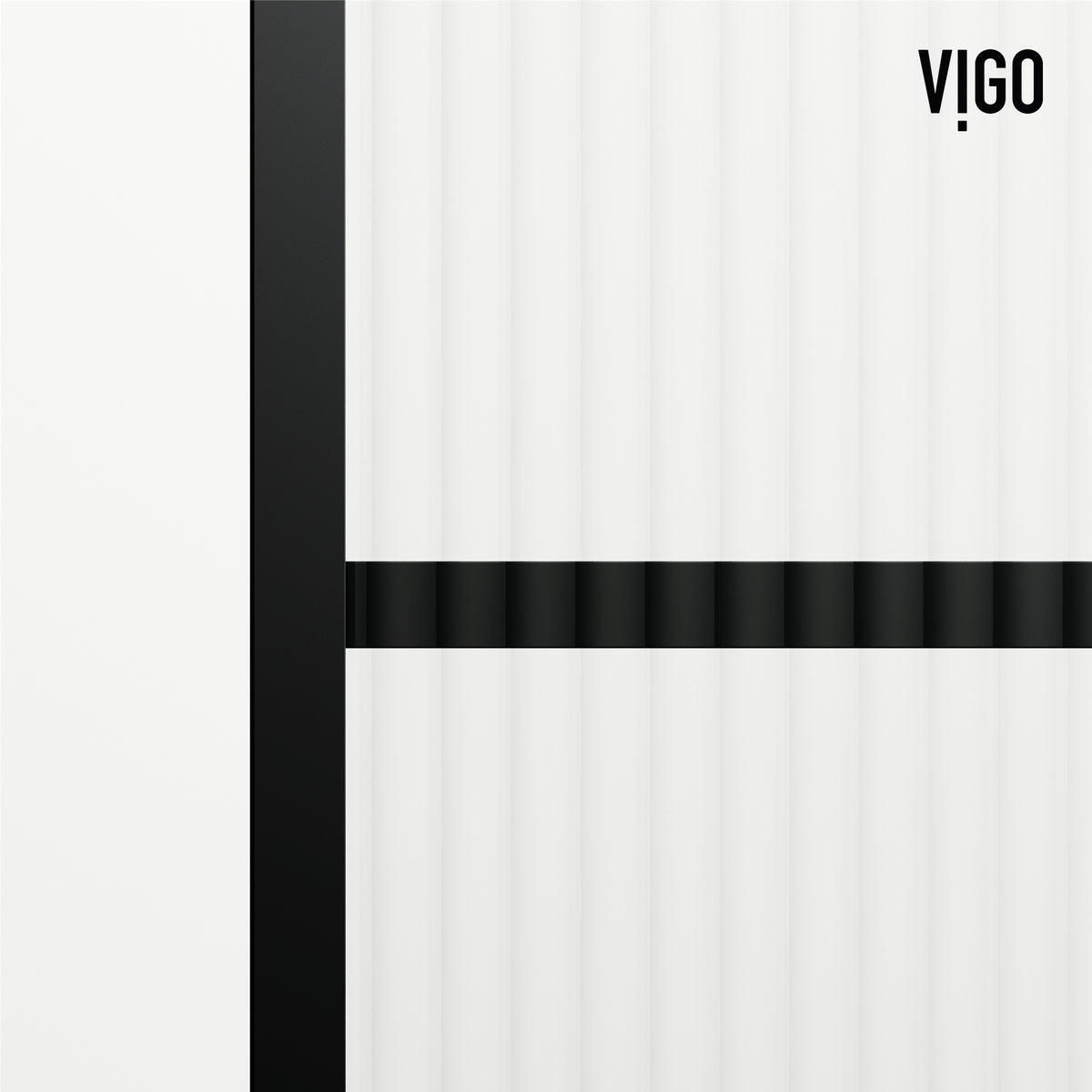 VIGO Meridian Ventana 34 x 62 in. Matte Black Framed Fixed Tub Screen with Clear/Fluted Tempered Glass