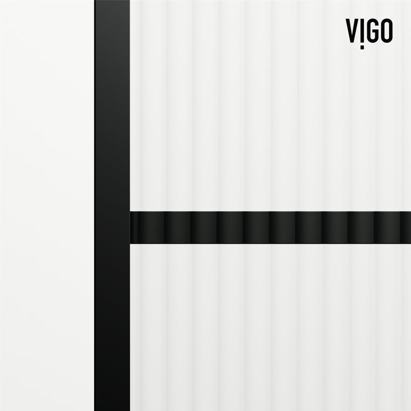 VIGO Meridian Ventana 34 x 62 in. Matte Black Framed Fixed Tub Screen with Clear/Fluted Tempered Glass