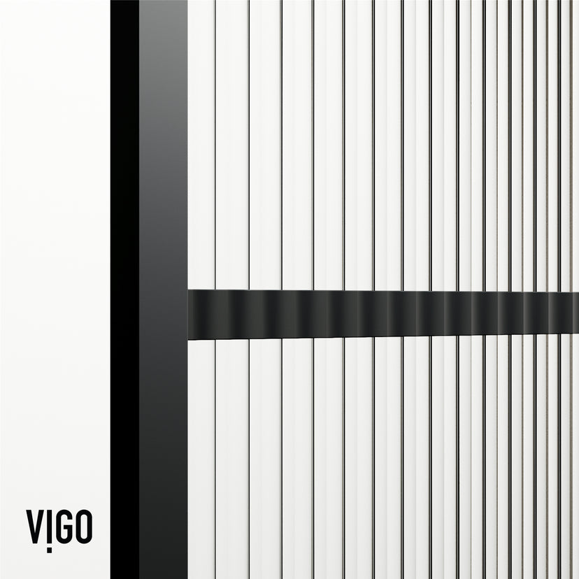 VIGO Meridian Ventana 34 x 62 in. Matte Black Framed Fixed Tub Screen with Clear/Fluted Tempered Glass