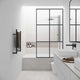 VIGO Meridian Ventana 34 x 62 in. Matte Black Framed Fixed Tub Screen with Clear/Fluted Tempered Glass