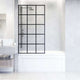 VIGO Meridian matte black framed tub screen with fluted tempered glass, 34x62 inches
