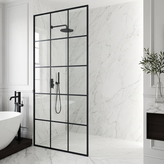 Meridian Mosaic Framed Fixed Shower Screen