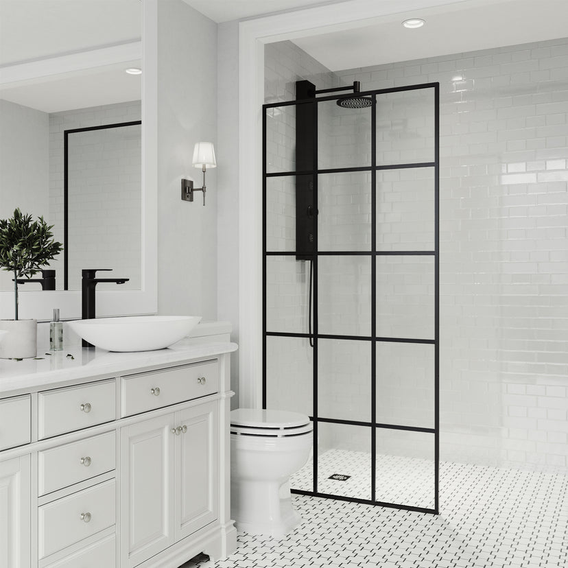 Meridian Mosaic Framed Fixed Shower Screen