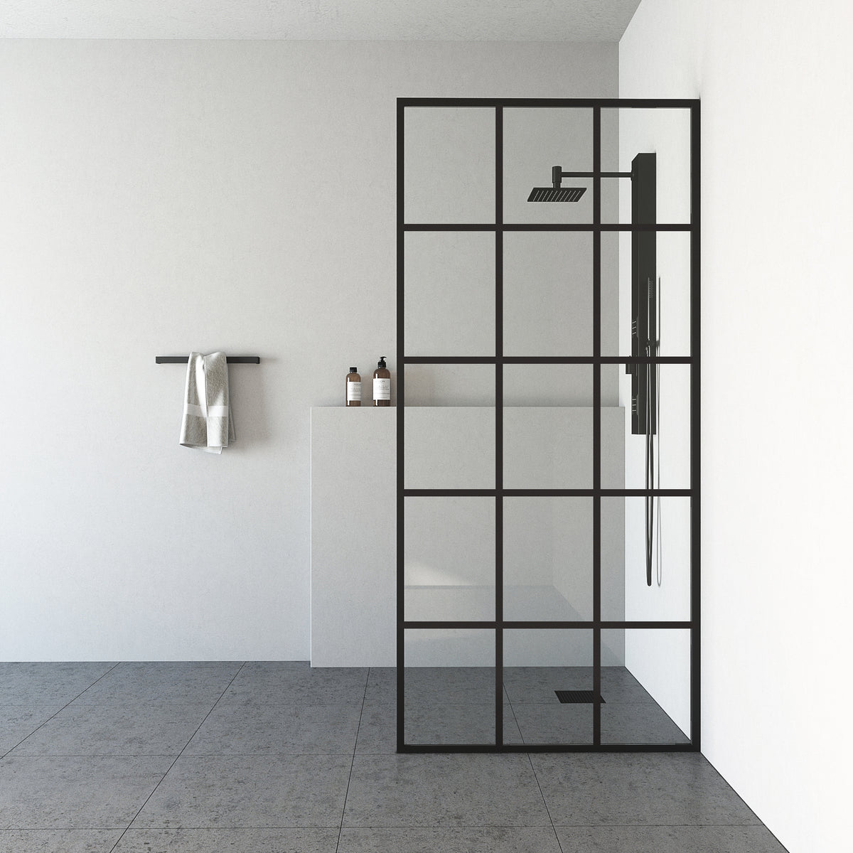 Meridian Mosaic Framed Fixed Shower Screen