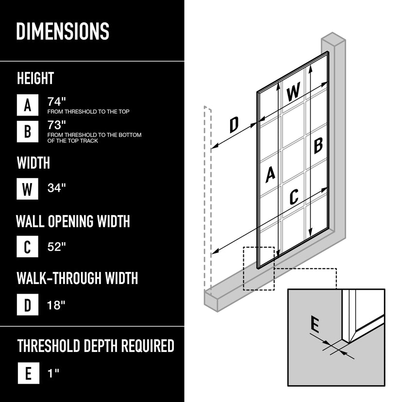 Meridian Mosaic Framed Fixed Shower Screen