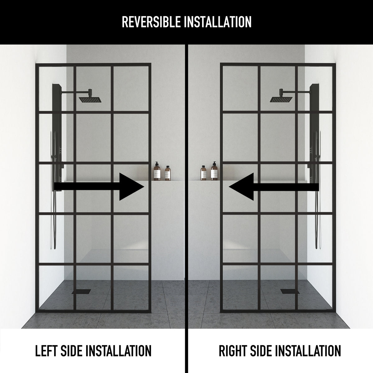Meridian Mosaic Framed Fixed Shower Screen