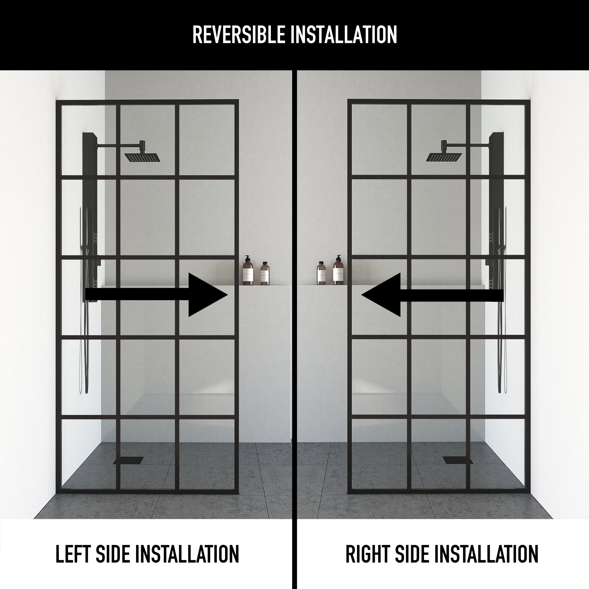 Mosaic – 34 in. W X 74 in. H Framed Fixed Shower Screen with 3/8