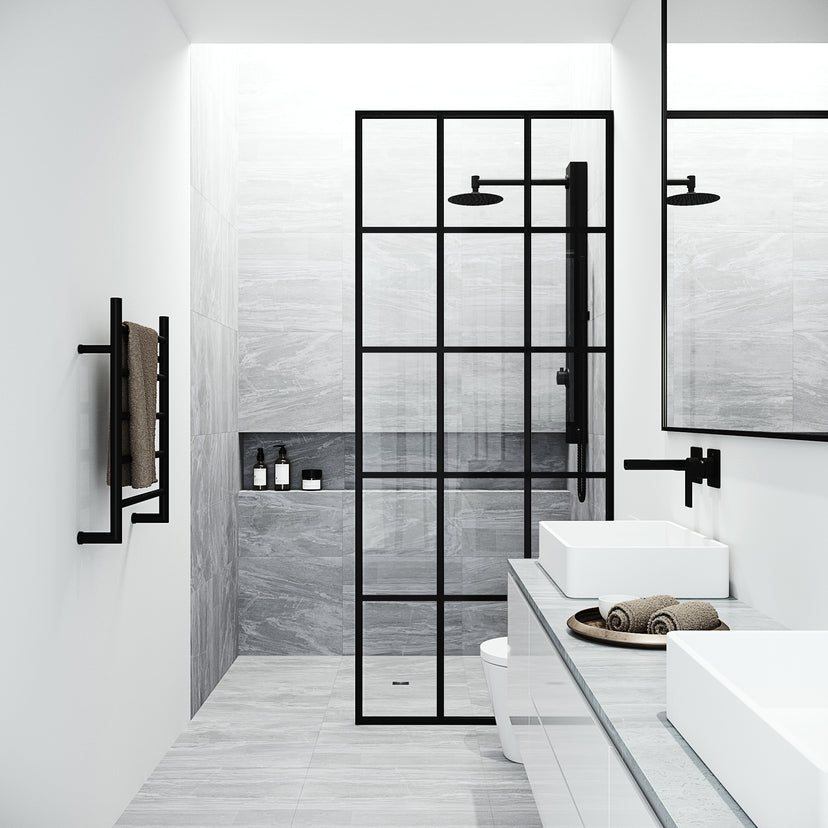 Meridian Mosaic Framed Fixed Shower Screen