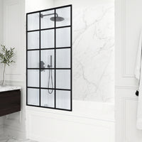 VIGO Meridian 34 x 62 in. Matte Black Framed Fixed Tub Screen with Clear/Fluted Tempered Glass