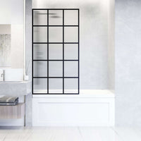 VIGO Meridian matte black framed tub screen with 34x62 in. fluted tempered glass