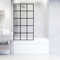VIGO Meridian 34 x 62 in. Matte Black Framed Fixed Tub Screen with Clear/Fluted Tempered Glass