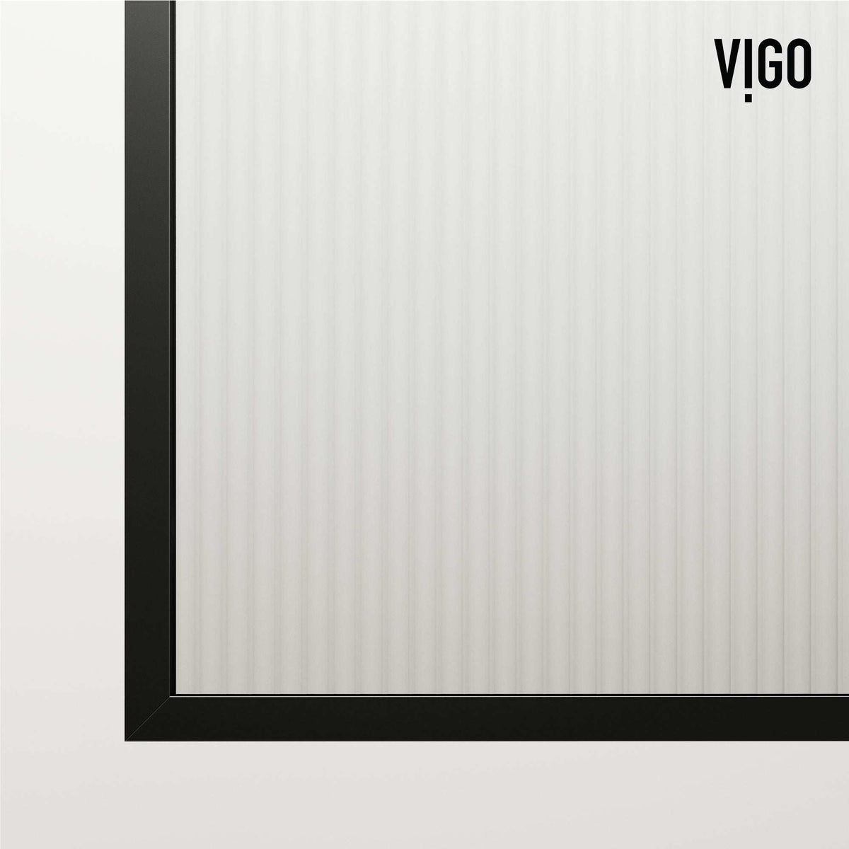 VIGO Meridian matte black framed tub screen with clear fluted tempered glass 34x62 inches