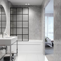 VIGO Meridian 34 x 62 in. Matte Black Framed Fixed Tub Screen with Clear/Fluted Tempered Glass