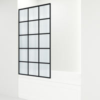 VIGO Meridian 34 x 62 in. Matte Black Framed Fixed Tub Screen with Clear/Fluted Tempered Glass