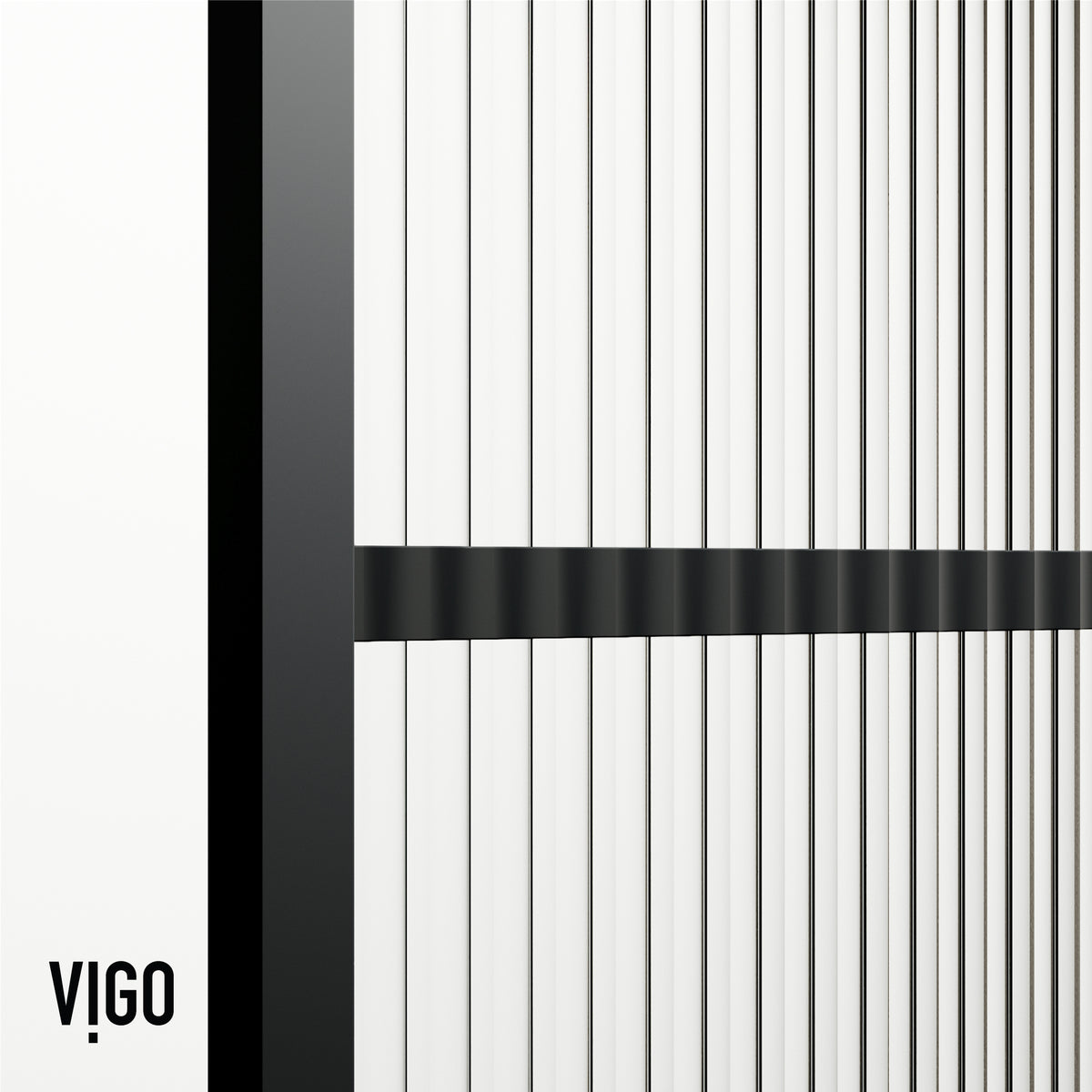 VIGO Meridian 34 x 62 in. Matte Black Framed Fixed Tub Screen with Clear/Fluted Tempered Glass