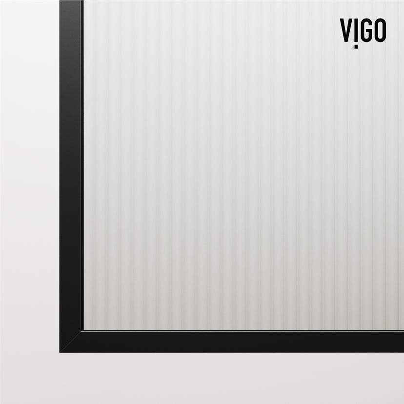 VIGO Meridian 34 x 62 in. Matte Black Framed Fixed Tub Screen with Clear/Fluted Tempered Glass