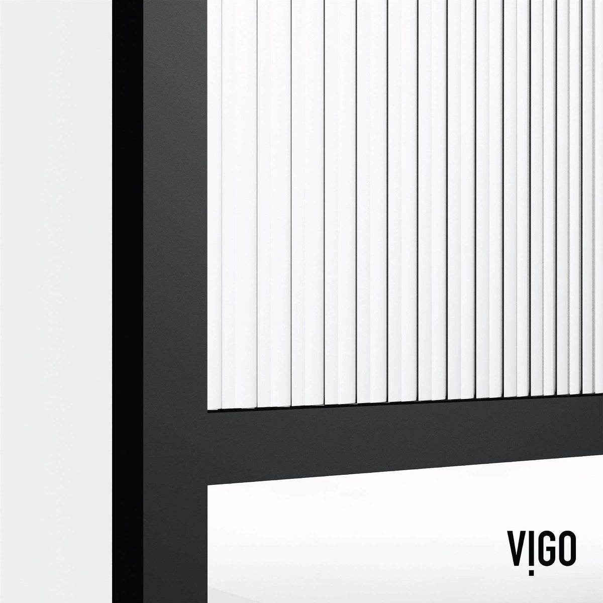 Fluted glass shower screen with standard installation and reversible door