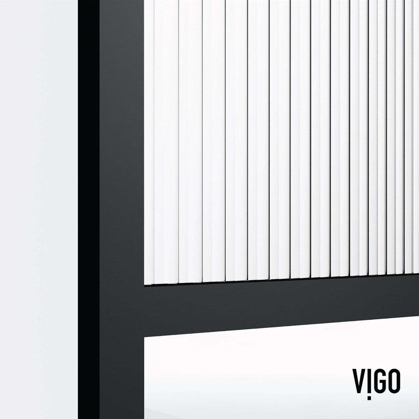 Fluted glass shower screen with standard installation and reversible door