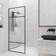 Framed tempered glass shower door with standard installation and matte black frame